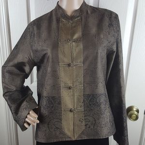 Chico's Design Mandarin Collar Raw Silk Jacket